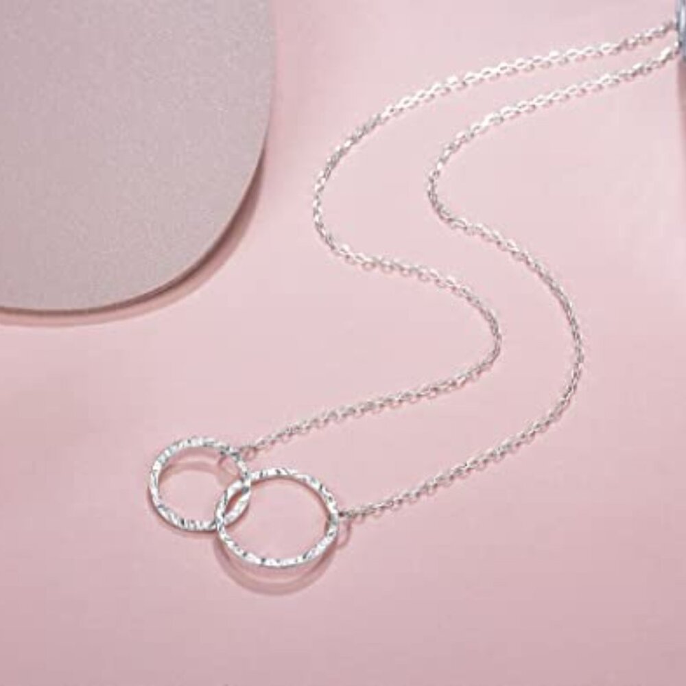 Sterling Silver Hammered Interlocking Circle Neck… - image 5